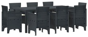 vidaXL Σέτ φαγητού για κήπο 9 pcs Ανθρακί Πολυπροπυλένιο