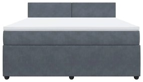 vidaXL Κρεβάτι Boxspring με Στρώμα Σκούρο Γκρι 180x200 εκ. Βελούδινο