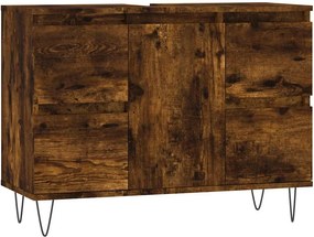 vidaXL Ντουλάπι Μπάνιου Καπνιστή Δρυς 80 x 33 x 60 εκ. Επεξεργ. Ξύλο