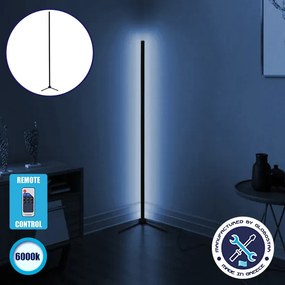 GLOBO-250-1 GloboStar® Μοντέρνο Minimal Επιδαπέδιο Μαύρο Φωτιστικό 250cm LED 40 Watt με Ασύρματο Χειριστήριο RF &amp; Dimmer Ψυχρό Λευκό 6000k GloboStar ALIEN Design GLOBO-250-1