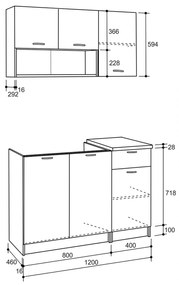 ΣΥΝΘΕΣΗ ΚΟΥΖΙΝΑΣ JADIEL ΜΕΛΑΜΙΝΗ SONAMA-ΛΕΥΚΟ HM2440 120x46-29,2 εκ. - 0521046 - HM2440