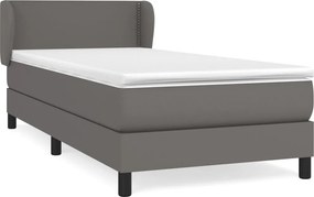 vidaXL Κρεβάτι Boxspring με Στρώμα Γκρι 80 x 200 εκ. Συνθετικό Δέρμα