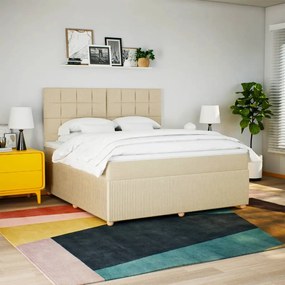 vidaXL Κρεβάτι Boxspring με Στρώμα Κρεμ 180x200 εκ. Υφασμάτινο