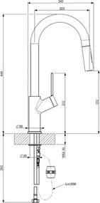 Orabella Edge 20102 - Μπαταρία Κουζίνας με Ντουζ