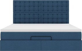 vidaXL Οθωμανικό κρεβάτι με στρώμα μπλε 180x200cm ύφασμα