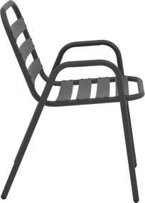 Tραπεζαρία Watson-Sussie pakoworld σετ 3τεμ μέταλλο ανθρακί-γυαλί Φ60x70εκ