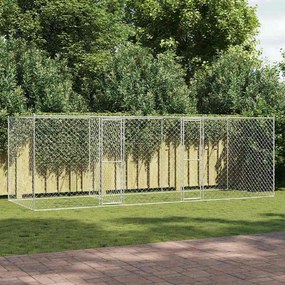 vidaXL Κλουβί σκύλου Ασημί 600 x 200 x 200 εκ. Επικαλυμμένος Χάλυβας