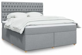 ΚΡΕΒΑΤΙ BOXSPRING ΜΕ ΣΤΡΩΜΑ ΑΝΟΙΧΤΟ ΓΚΡΙ 180X200 ΕΚ. ΥΦΑΣΜΑΤΙΝΟ 3291366