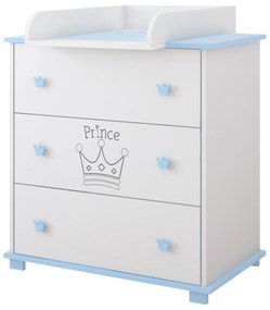 Συρταριέρα  με  Αλλαξιέρα  Crowns  White + Blue  83x48x87cm BC20015 BabyCute