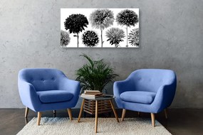 Εικόνα λουλουδιών ντάλιας σε διάφορα σχέδια σε ασπρόμαυρο - 100x50