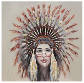 INDIAN GIRL ΠΙΝΑΚΑΣ ΚΑΜΒΑΣ ΞΥΛΟ 90x90xH3,5cm - 015110