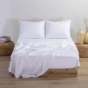 Σεντόνι Basic Με Λάστιχο White Nef-Nef Double 140x230cm 100% Βαμβάκι