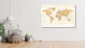 Εικόνα του παγκόσμιου χάρτη με vintage πινελιά - 90x60