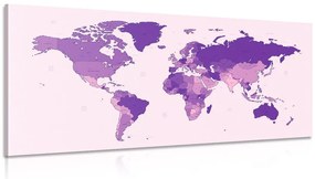 Εικόνα λεπτομερή παγκόσμιο χάρτη σε μωβ - 120x60