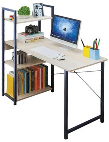 ΓΡΑΦΕΙΟ Η/Υ 4 Ράφια Μέταλλο Βαφή Μαύρο - Melamine Απόχρωση Maple 90x40x73/110cm ΕΟ401,2