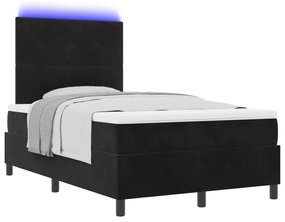 vidaXL Κρεβάτι Box Spring με Στρώμα & LED μαύρο 120x190 εκ. Βελούδο