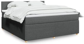vidaXL Κρεβάτι Boxspring με Στρώμα Σκούρο Γκρι 180x200 εκ Υφασμάτιν