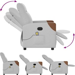 vidaXL καρέκλα ανάκλισης μασάζ Cloud Grey Fabric