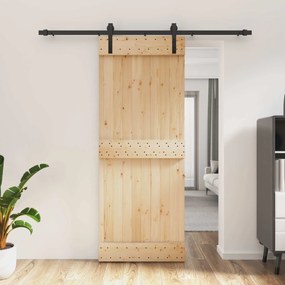 vidaXL Συρόμενη Πόρτα Φυσικό και Μαύρο 80 x 210 cm