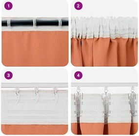 vidaXL Κουρτίνες Μαύρης Ύφανσης με Δαχτυλίδια 2 pcs Τερακότα