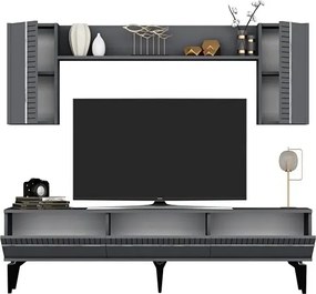 Stewehome Σετ Έπιπλο Τηλεόρασης Defne Ανθρακί Ασημί 150x40x80 cm