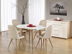 Τραπέζι Houston 567, Άσπρο, Μελί δρυς, 75x100x120cm, 51 kg, Επιμήκυνση, Ινοσανίδες μέσης πυκνότητας, Μέταλλο | Epipla1.gr