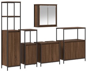 vidaXL Σετ Επίπλων Μπάνιου  5 Τεμαχίων Καφέ Δρυς Επεξεργασμένου Ξύλου