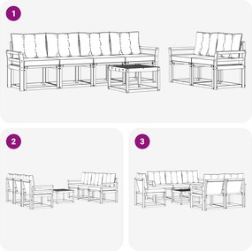 vidaXL Σειρά Καναπέ Εξωτερικού με μαξιλάρι 7 pcs Λευκό και Μπεζ