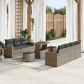 vidaXL Σετ Καναπέ Κήπου με μαξιλάρι 10 pcs Γκρι 90 x 55 x 71 cm