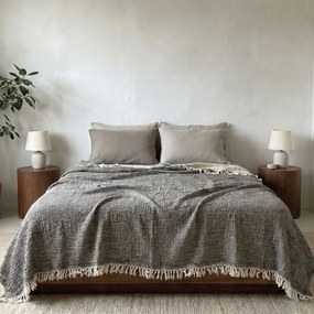 Κουβερτόριο King Size (240x260) Μουσελίνα Rythmos Aether Γκρι