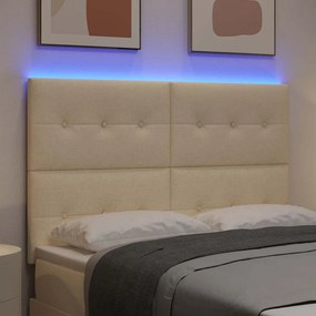 vidaXL LED κεφαλάρι με LED ταινίες φωτός Κρεμ 160 cm ύφασμα