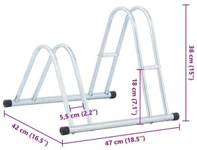 Βάση Ποδηλάτου για 2 Ποδήλατα Επιδαπέδιο Γαλβανισμένο Χάλυβα - Ασήμι