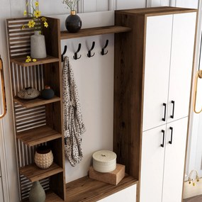 Έπιπλο Εισόδου Καρυδιά / Λευκό VIYANA 150x35x200