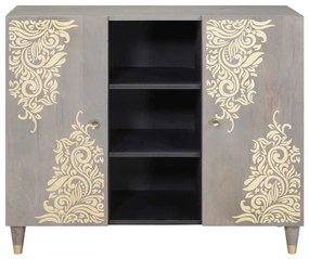 vidaXL Πλαϊνό γραφείο με ράφι Γκρι και Χρυσό 90 x 33.5 x 75 εκ