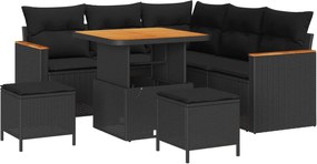 vidaXL Σετ Καναπέ Κήπου με μαξιλάρι 8 pcs Μαύρο Πολυ ράταν