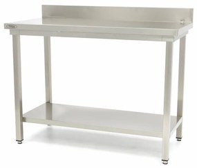 Stainless Steel Table - 180 x 70cm - Adjustable Height - with Backsplash