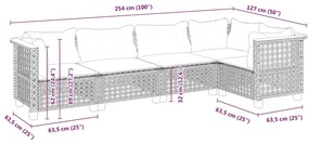 vidaXL Σετ Καναπέ Κήπου 5 τεμ. Μπεζ Συνθετικό Ρατάν με Μαξιλάρι