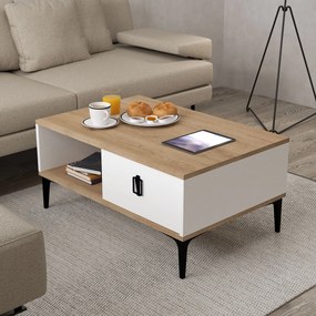 Τραπεζάκι Σαλονιού Sapphire Δρυς / Λευκό PAFAE 90x60x18