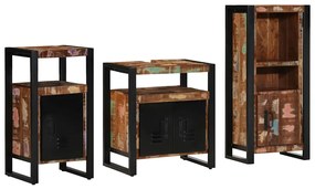 vidaXL Σετ Επίπλων Μπάνιου με συρτάρι 3 pcs Στερεό Ανακτηθέν Ξύλο