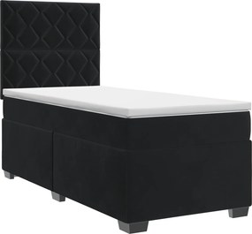 vidaXL Κρεβάτι box spring με στρώμα Μαύρο 80 x 200 cm Βελούδο