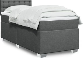 vidaXL Κρεβάτι Boxspring με Στρώμα Σκούρο Γκρι 90x200 εκ. Υφασμάτινο