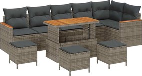 vidaXL Σετ Καναπέ Κήπου 10 pcs Γκρι συνθετικό ρατάν