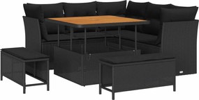vidaXL Σετ Καναπέ Κήπου 8 pcs Μαύρο συνθετικό ρατάν
