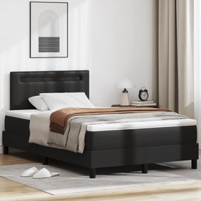 vidaXL Κρεβάτι με ελατήριο και στρώμα Μαύρο 120x200 εκ Δερματίνης