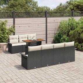 vidaXL Σετ Καναπέ Κήπου με μαξιλάρι 8 pcs Μαύρο και κρεμ