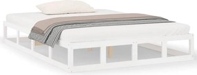 vidaXL Πλαίσιο Κρεβατιού Λευκό 135x190 εκ. από Μασίφ Ξύλο Double