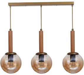 Φωτιστικό Οροφής - Ράγα 534LUN6215 55x15x80cm 3xE27 40W Oak-Gold Opviq
