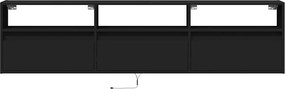 vidaXL Ντουλάπι Τηλεόρασης με LED Μαύρο 180x31x45 εκ.