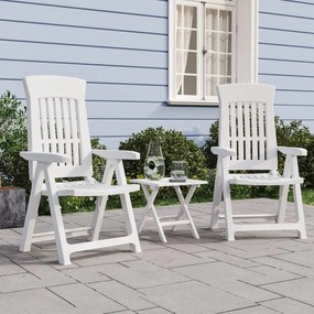 Ανακλινόμενες Καρέκλες Κήπου 2 τεμ. Λευκές από Πολυπροπυλένιο - Λευκό