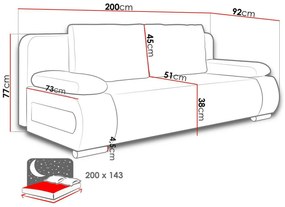 Καναπές κρεβάτι Comfivo 144, Αριθμός θέσεων: 2, Αποθηκευτικός χώρος, 77x200x92cm, 85 kg, Πόδια: Πλαστική ύλη | Epipla1.gr